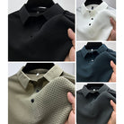 Men's Ribbed Knit Short Sleeve Polo Shirt - Image 7