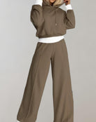 Women's Cropped Hoodie Wide Leg Sweatsuit Set - Image 5