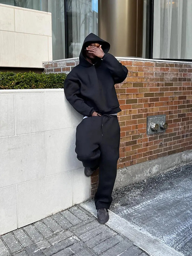 Men's Oversized Hooded Tracksuit Set 2 Piece Hoodie Joggers - Image 2