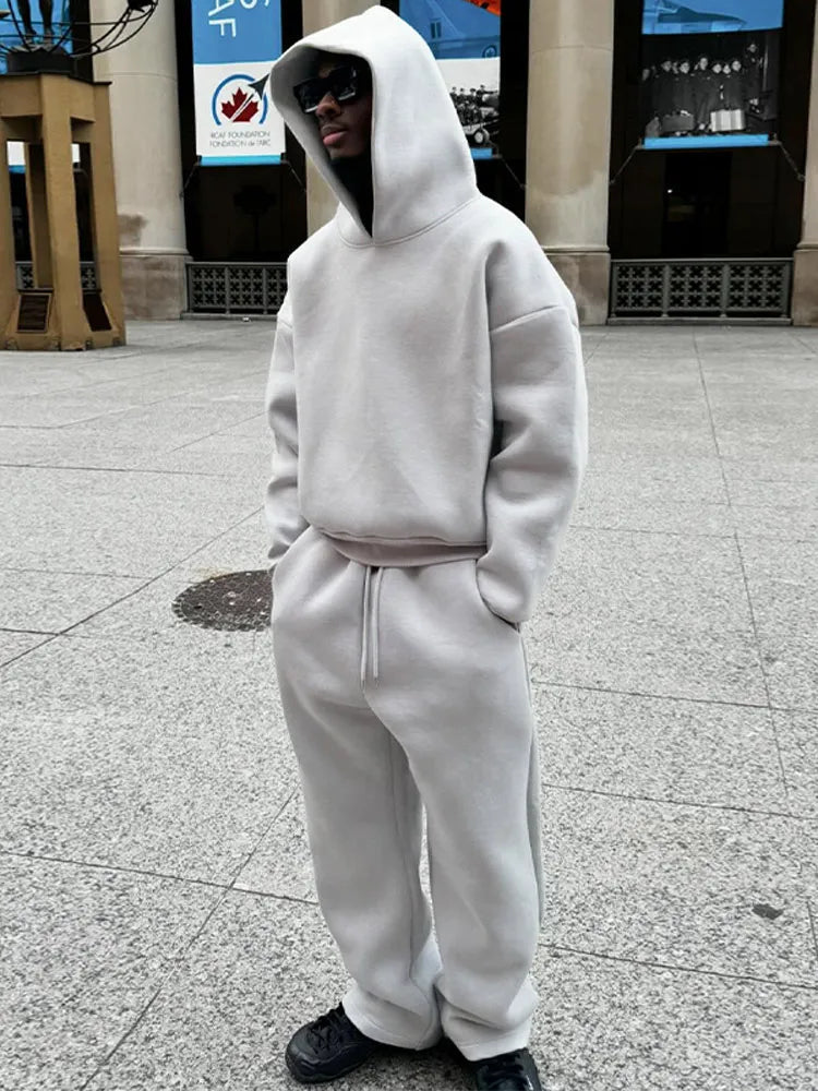 Men's Oversized Hooded Tracksuit Set 2 Piece Hoodie Joggers - Image 3