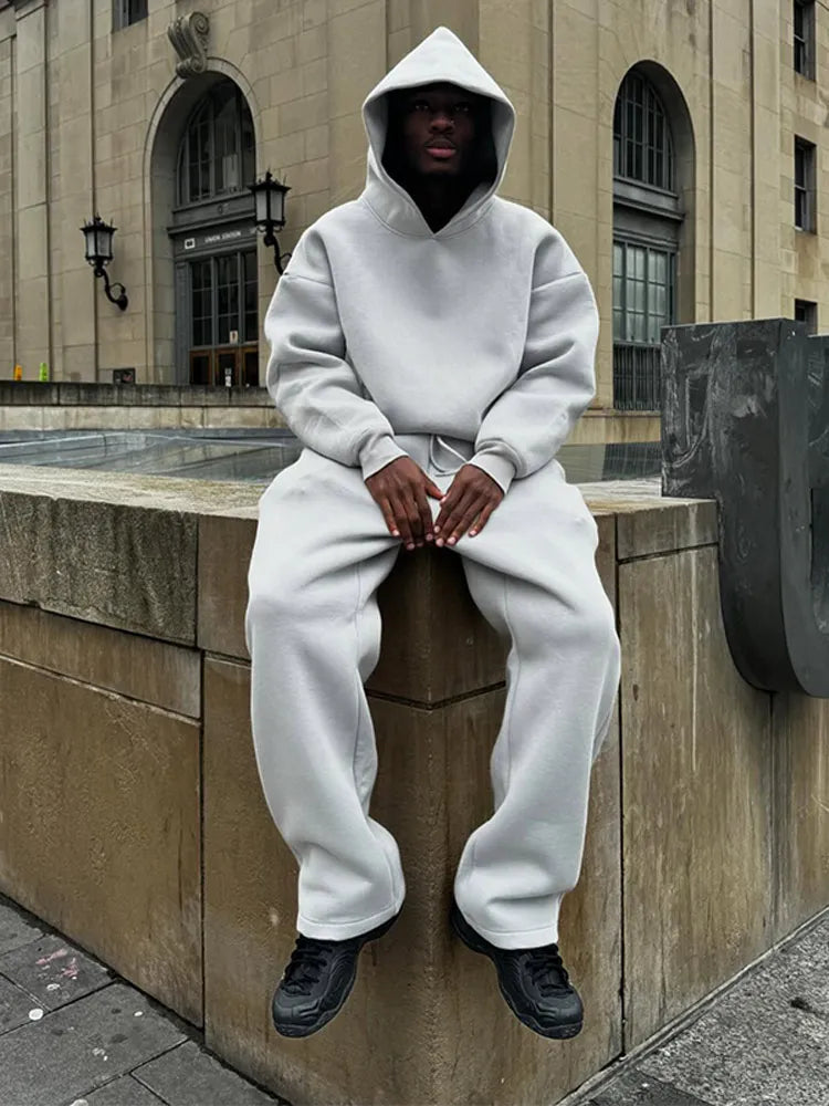 Men's Oversized Hooded Tracksuit Set 2 Piece Hoodie Joggers - Image 4