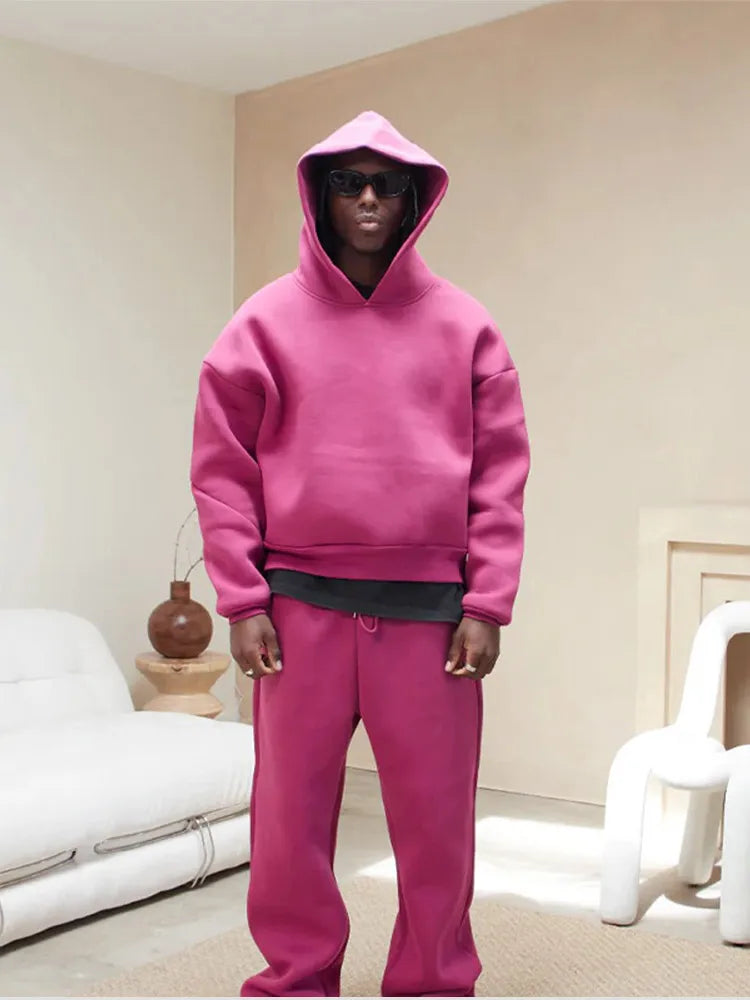 Men's Oversized Hooded Tracksuit Set 2 Piece Hoodie Joggers - Image 6