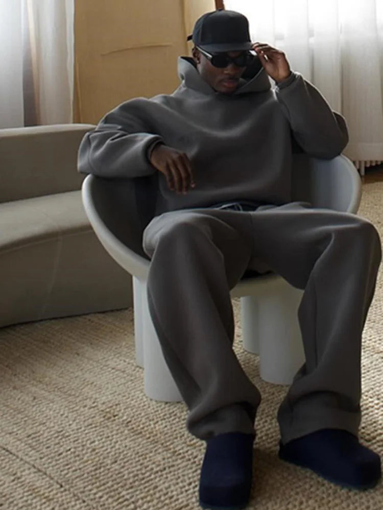 Men's Oversized Hooded Tracksuit Set 2 Piece Hoodie Joggers - Image 8
