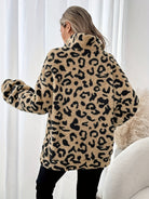 Women's Leopard Print Half-Zip Sweater Oversized - Image 3