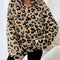 Dámský oversized svetr s leopardím vzorem a krátkým zipem