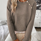 Women Pearl Button Knit Sweater - Image 2