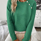 Women Pearl Button Knit Sweater - Image 3