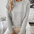 Women Pearl Button Knit Sweater - Image 6
