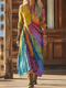 Boho-Chic Women Sun Print Maxi Dress