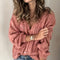 Women Knit Cardigan V-Neck Balloon Sleeve