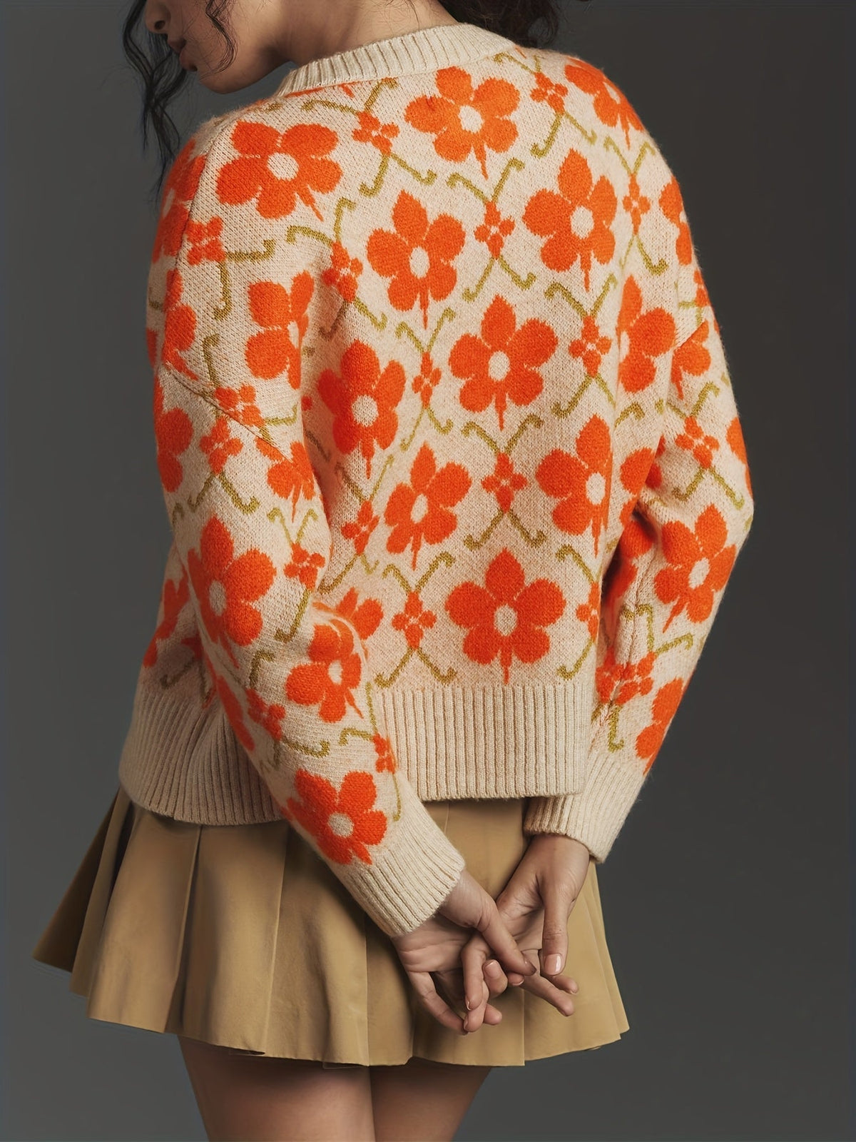 Women's Floral Button-Front Cardigan Relaxed Fit Knit - Image 2