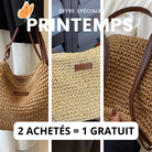 Women Straw Shoulder Bag Vegan Leather Strap - Image 2