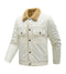Men's Corduroy Jacket with Teddy Lining and Snap-Button Pockets