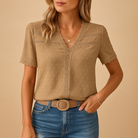 Eirene | Women’s V-Neck Lace Trim Blouse
