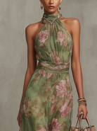 Women Halterneck Floral Maxi Dress Sleeveless - Image 3