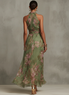 Women Halterneck Floral Maxi Dress Sleeveless - Image 2