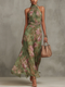 Women Halterneck Floral Maxi Dress Sleeveless