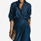 Women Button Front Collared Maxi Dress - Image 3