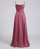 Women Satin Cowl Neck Maxi Dress Formal Evening - Image 8