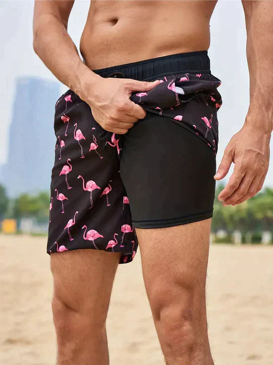 Men's Slim Fit Patterned Swim Shorts Liner - Image 2