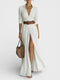 Women's Button Down Belted Maxi Shirt Dress