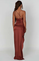 Women One Shoulder Pleated Satin Maxi Dress Slit Formal Gown - Image 47