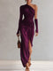 Women One Shoulder Ruched Formal Maxi Dress