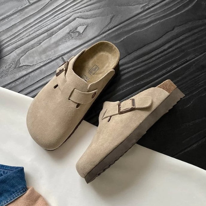 Unisex Leather Boston Style Clogs Slip-On Closed Toe Sandals - Image 5