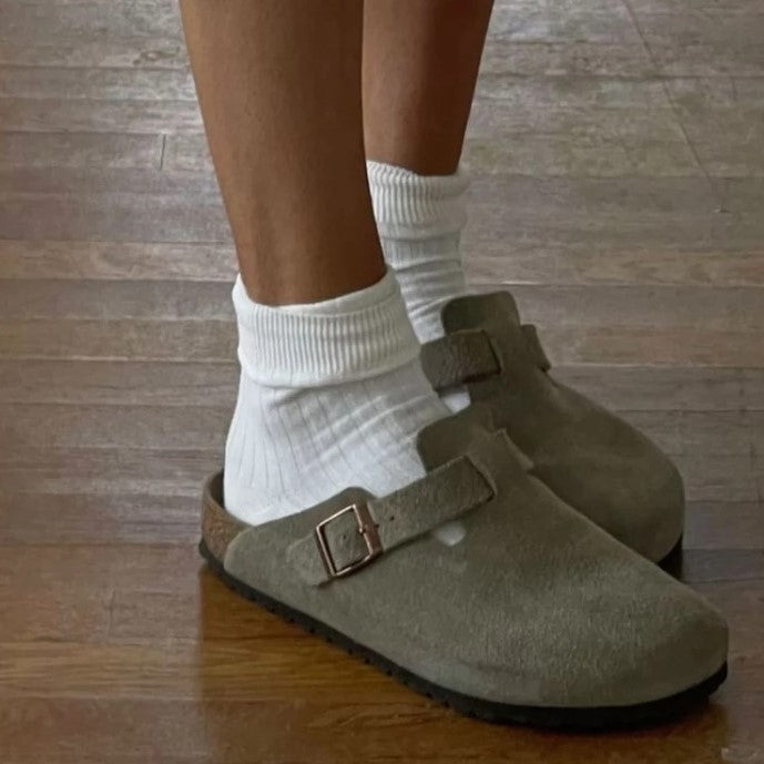 Unisex Leather Boston Style Clogs Slip-On Closed Toe Sandals - Image 4