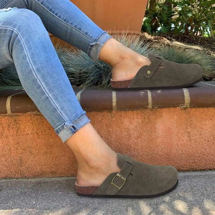 Unisex Leather Boston Style Clogs Slip-On Closed Toe Sandals - Image 3