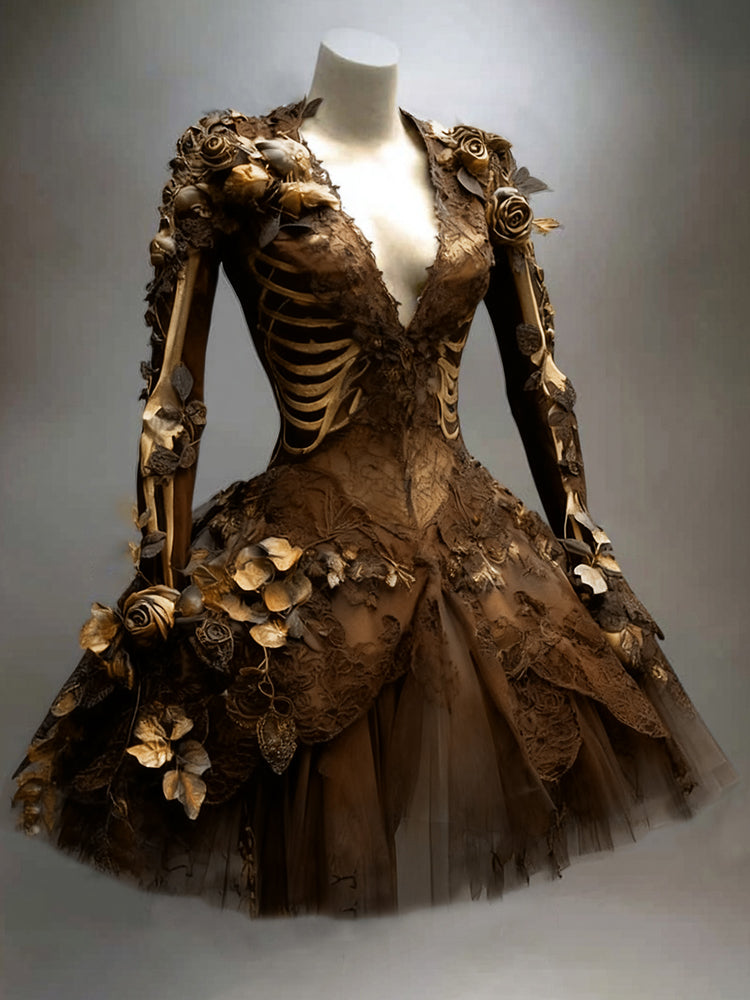 Women's Vintage Long Sleeve Mini Dress | Halloween - Image 5