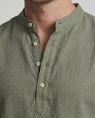 Men's Linen Mandarin Collar Short Sleeve Shirt - Image 2