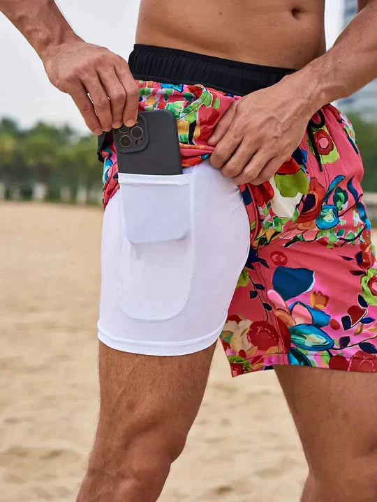 Men's Slim Fit Patterned Swim Shorts Liner - Image 7