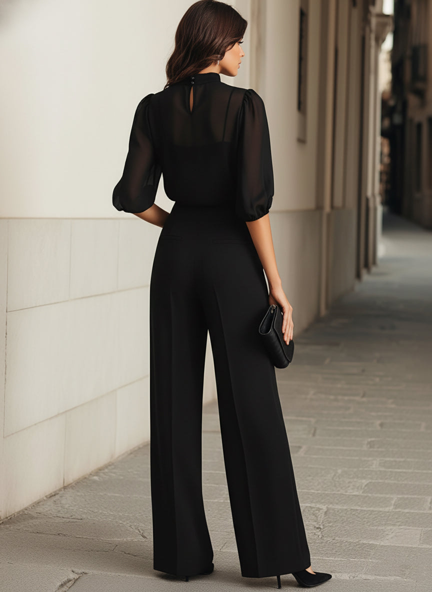 Women Wide Leg Formal Jumpsuit - Image 4