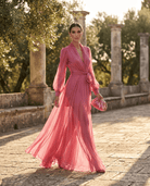 Women Chiffon Maxi Dress Belted Formal Wedding Guest - Image 5