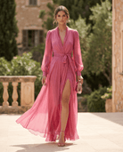 Women Chiffon Maxi Dress Belted Formal Wedding Guest - Image 2
