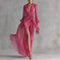 Women Chiffon Maxi Dress Belted Formal Wedding Guest