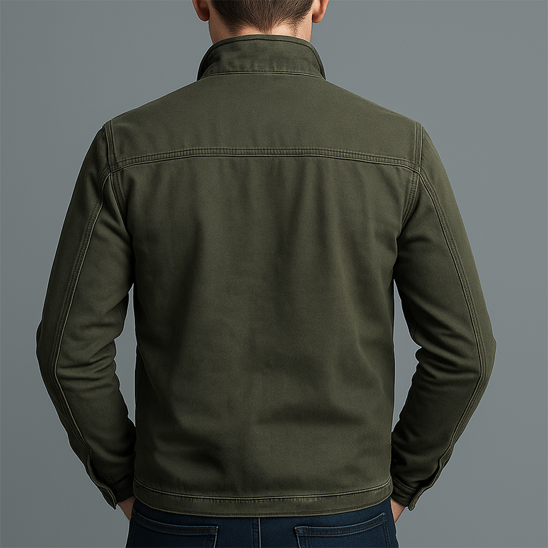 Men's Cotton Twill Stand Collar Zip Jacket - Image 7