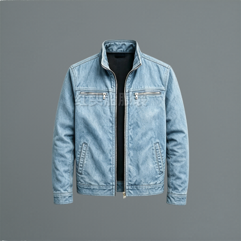 Men's Cotton Twill Stand Collar Zip Jacket - Image 4