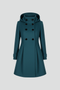 Textured Hooded Fit-and-Flare Double-Breasted Coat