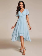 Women Wrap V-Neck Tiered Wedding Guest Midi Dress - Image 7