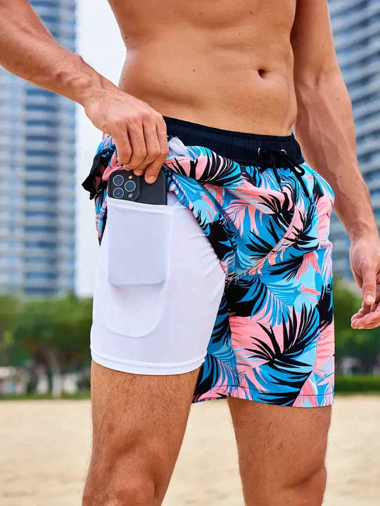 Men's Slim Fit Patterned Swim Shorts Liner - Image 6