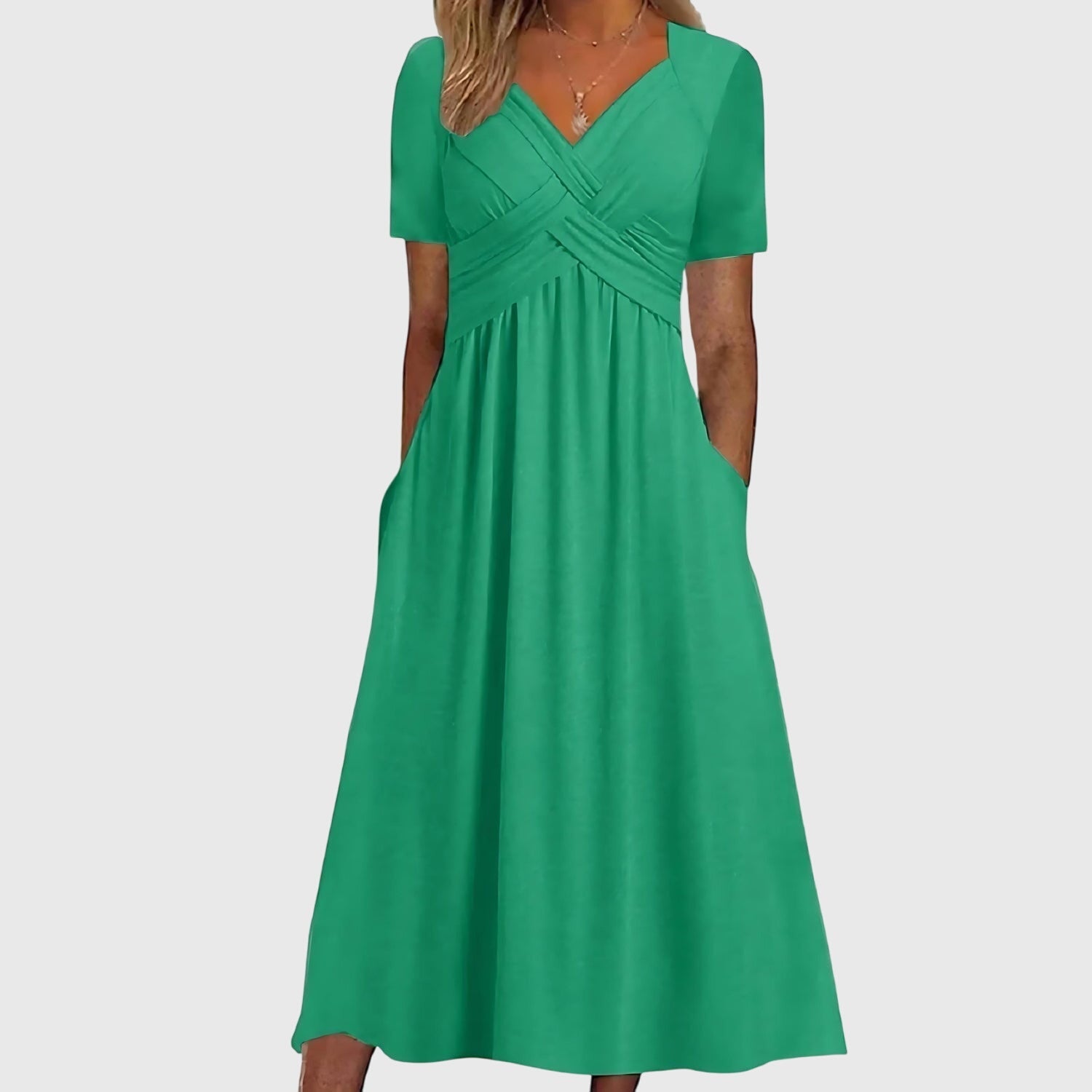 Women Midi Dress Tummy Control A-Line Flattering - Image 5