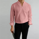 Men's Mandarin Collar Long Sleeve Shirt - Image 7