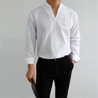Men's Mandarin Collar Long Sleeve Shirt