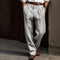 Pantalones grises de lino para hombre, de corte relajado y con pliegues