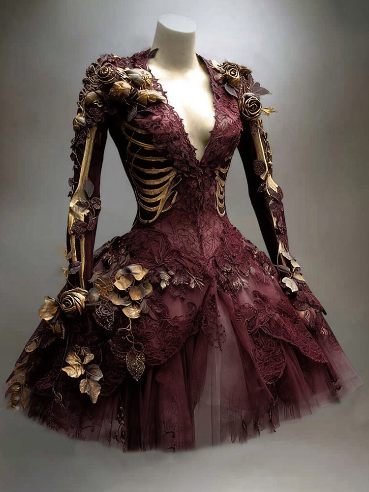 Women's Vintage Long Sleeve Mini Dress | Halloween - Image 2