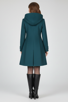 Women's Hooded Double Button Fit and Flare Coat - Image 5