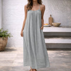 Women Linen Maxi Dress Open Back Sleeveless - Image 14