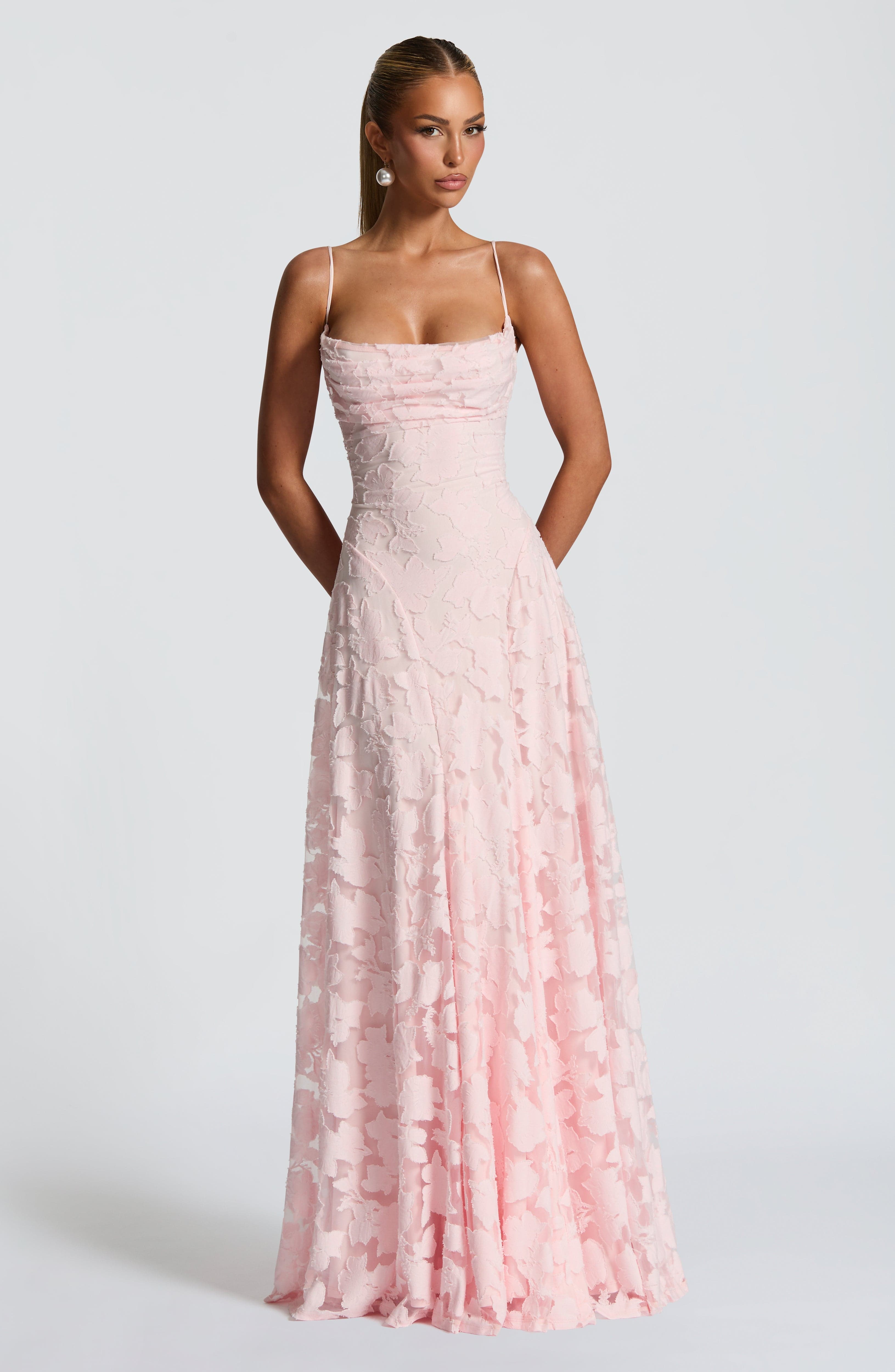 Women Floral Embroidered Maxi Evening Dress Sleeveless Formal Gown - Image 8